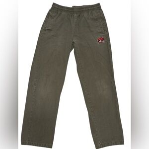 Krooked Eyes olive green elastic waist pants